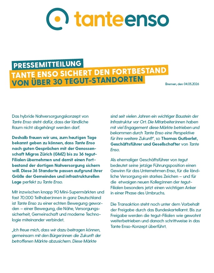 Tante Enso Pressemitteilung